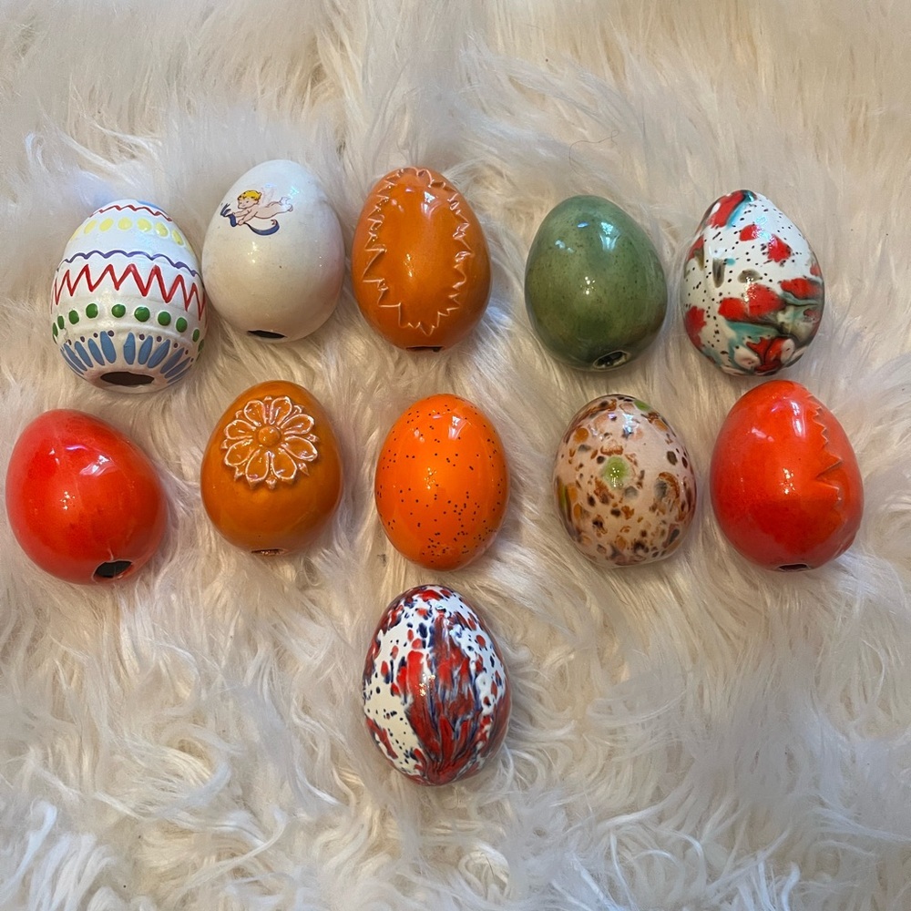 Colorful Decorative Holiday Eggs Set vintage ceramic 11 - Picture 1 of 2